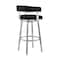 Armen Living Cohen 26" Black Faux Leather and Brushed Stainless Steel Swivel Bar Stool 721535762149 - alternate 2